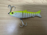 Shads Lures Jointed Boneys 5” Chart Back White Belly