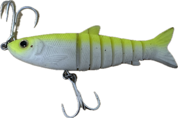 Shads Lures Jointed Boneys 5” Chart Back White Belly